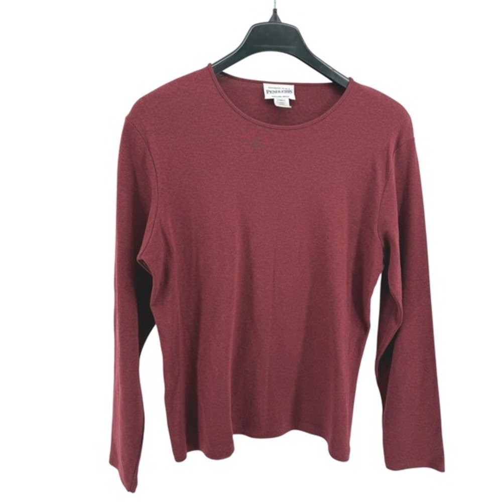 Pendleton Long Sleeve T-Shirt Womens XL Pre-Owned Burgundy Cotton Crew Neck Tee‎